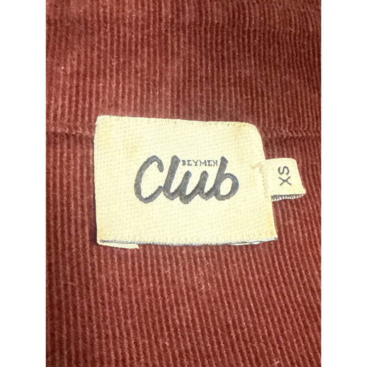 Beymen Club Red Maroon Corduroy Sequin Embroidered Duck Button Up Shirt Size XS
