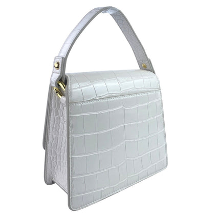NEW JW Pei White Croc Vegan Leather Faux Crossbody Strap Top Handle Handbag OS