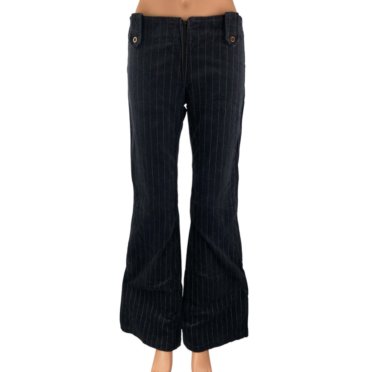 Jus D'Orange Black Striped Mid Rise Bell Bottom Bootcut Flare Trousers Pants S