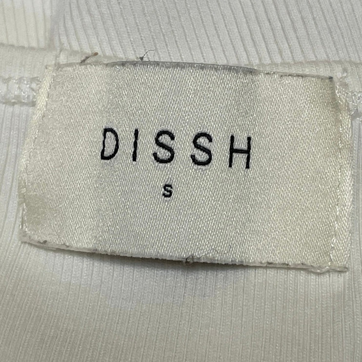 Dissh Women's White Ivory Ribbed Knit Scoop Neck Sleeveless Tank Top Size S