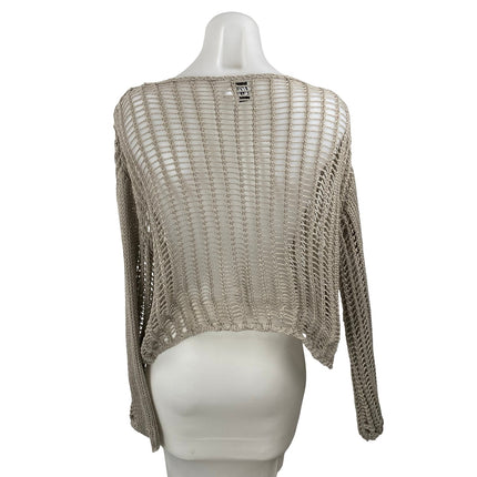 Princess Polly Beige Open Knit Sheer Long Sleeve Layering Cover Up Sweater Top S