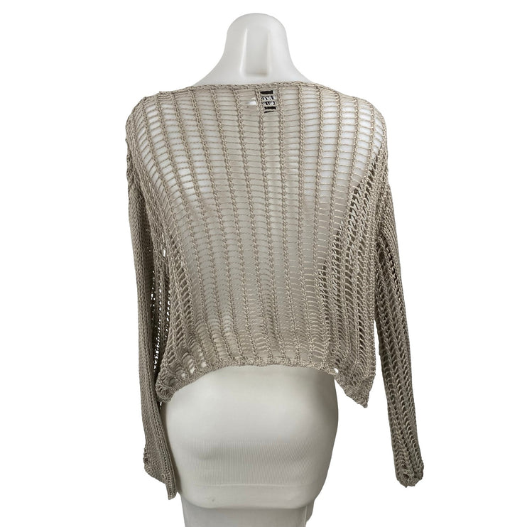 Princess Polly Beige Open Knit Sheer Long Sleeve Layering Cover Up Sweater Top S