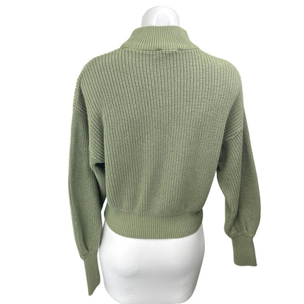 NA-KD Green Chunky Knit Balloon Long Sleeve High Neck Pullover Sweater Top Sz S