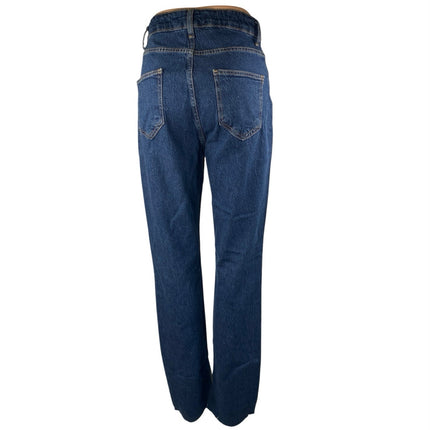 NEW Piral Women's Blue High Waisted Cross Belt Straight Denim Jeans Size M