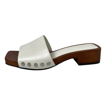 Oak + Fort Women's Wooden Sole Low Block Heel Square Toe Clog Slides 8 (9.5in)