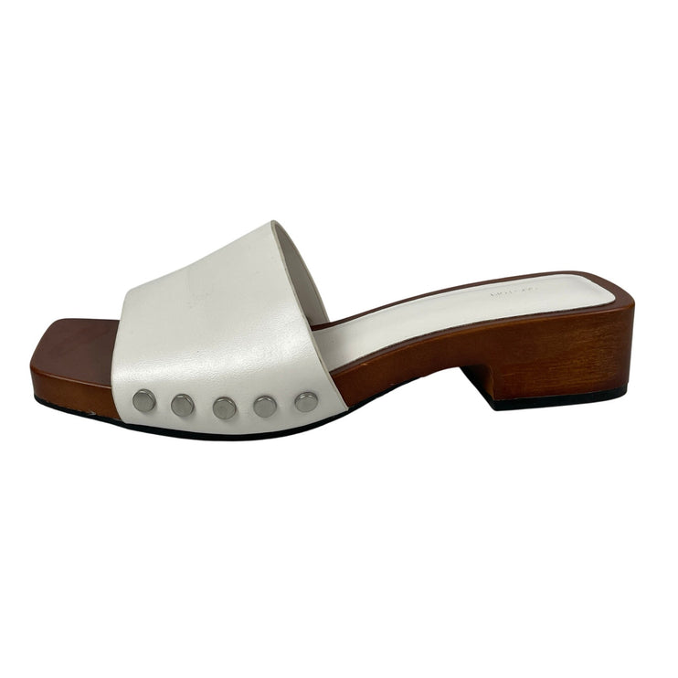 Oak + Fort Women's Wooden Sole Low Block Heel Square Toe Clog Slides 8 (9.5in)