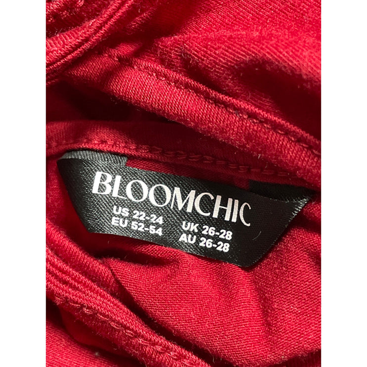Bloomchic Women's Red Embroidered Snowflake Long Sleeve Shirt Blouse Top 22/24