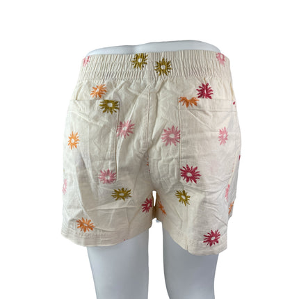 NEW Old Navy Women's Cream Linen Floral Elastic Waist Casual Summer Shorts XL