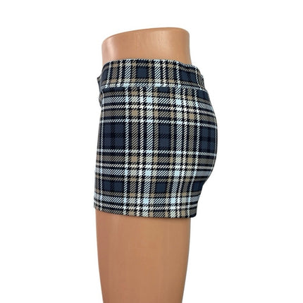 My Mum Made It On the Go Early Tide Plaid Check Micro Hipster Summer Shorts Sz S