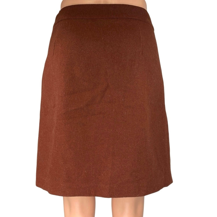 Cynthia Rowley Women's Brown Wool Zipper Knee Length Straight Pencil Skirt Sz 6