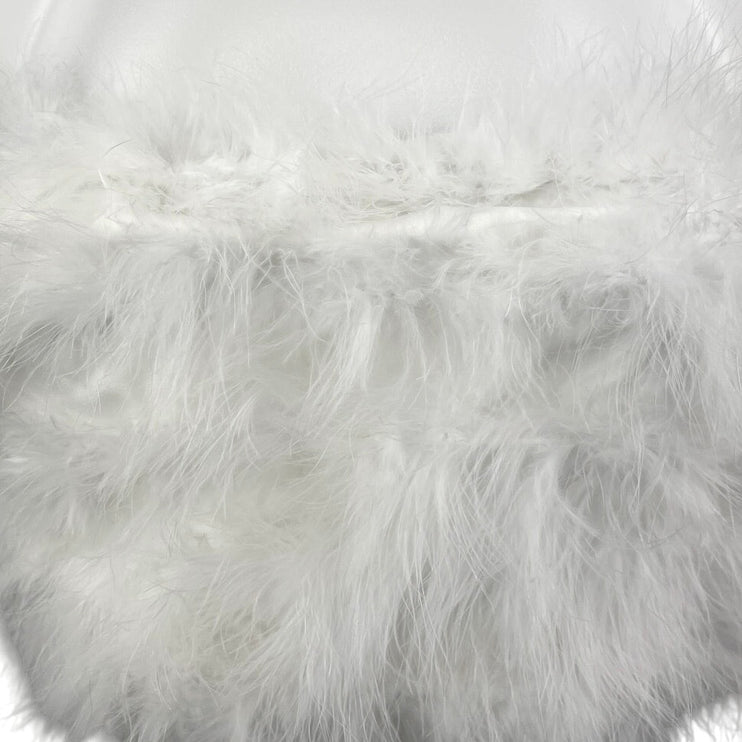 Womens White Faux Fur Fuzzy Fluffy Fringe Feather Strapless Tube Crop Top Size S