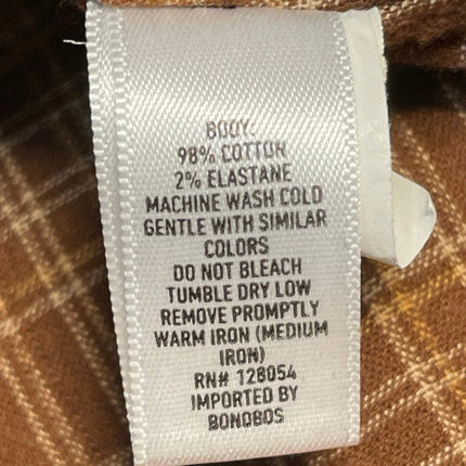 Bonobos Men's Brown Slim Fit Plaid Long Sleeve Button Down Shirt Top Size S