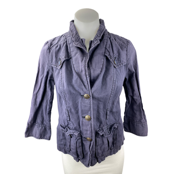 Daughters of the Liberation Womens Blue Long Sleeve Button Up Coat Jacket Size S