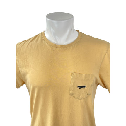 Vans Men's Yellow Logo Short Sleeve Crew Neck Custom Fit T Shirt Tee Top Size M