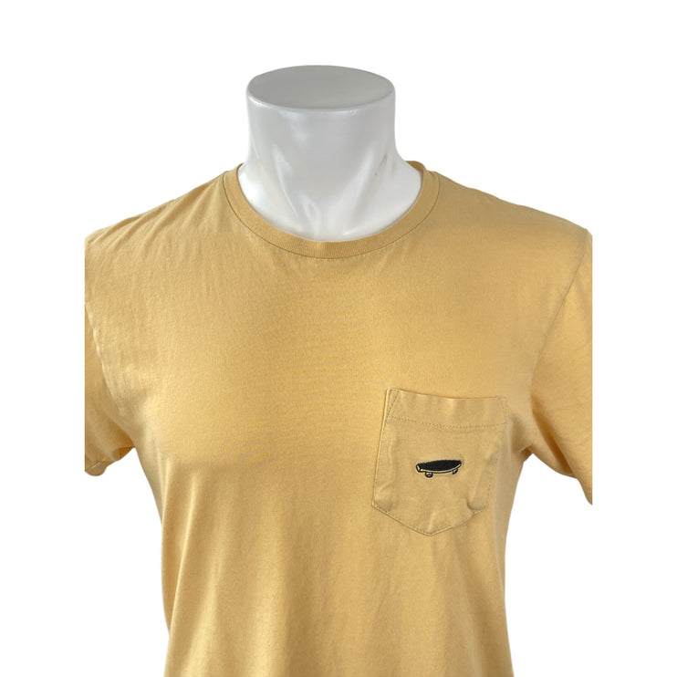 Vans Men's Yellow Logo Short Sleeve Crew Neck Custom Fit T Shirt Tee Top Size M