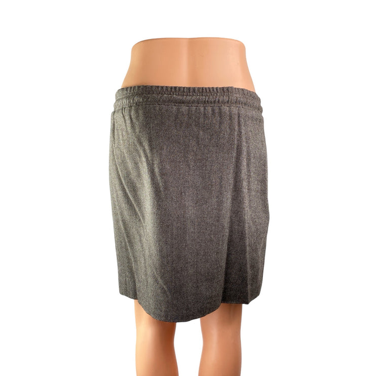 Kenneth Cole Gray Wool Drawstring Elastic Waist Mini Straight Pencil Skirt Sz XS