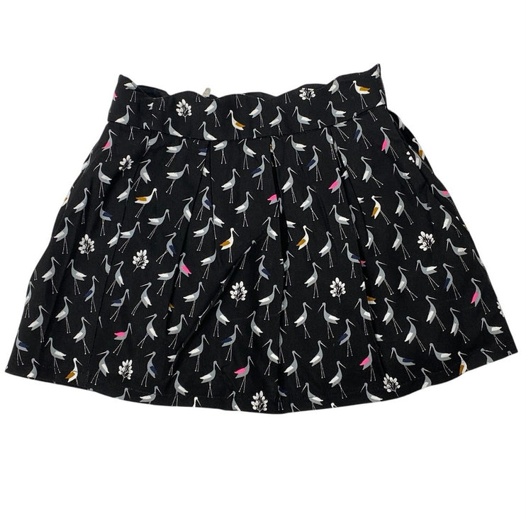 Catimini Girl's Black Hummingbird Pleated Mini Flare Skater A-Line Skirt Size 4