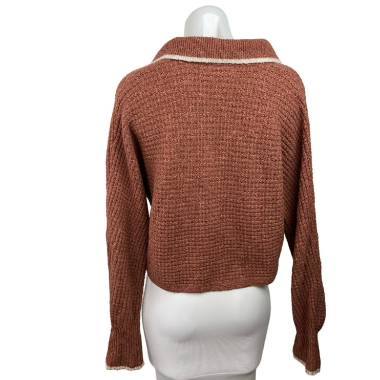 Sonoma Goods for Life Long Sleeve Pullover Collared Crop Raglan Sweater Top Sz M