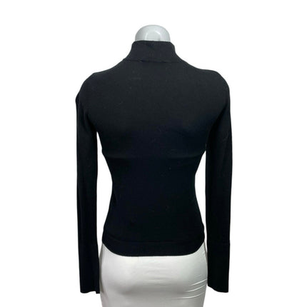 Zara Women's Black Knit Mock Neck Long Sleeve Fitted Stretch Sweater Top Size S