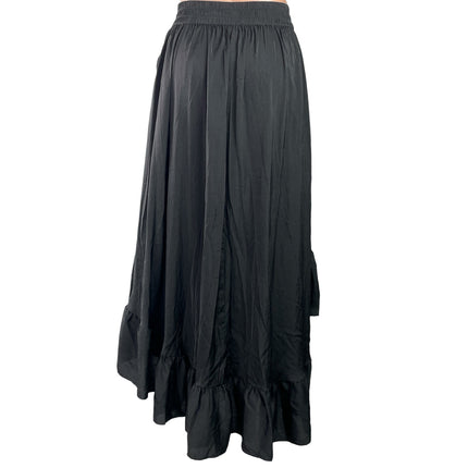 Maje Johno Women Black High Waisted Ruffle Pleated A Line High Low Skirt Size S