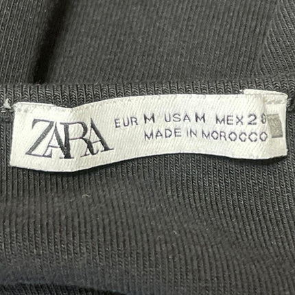 Zara Womens Black Crewneck Short Sleeve Open Back Bodysuit Tee T-shirt Top Sz M