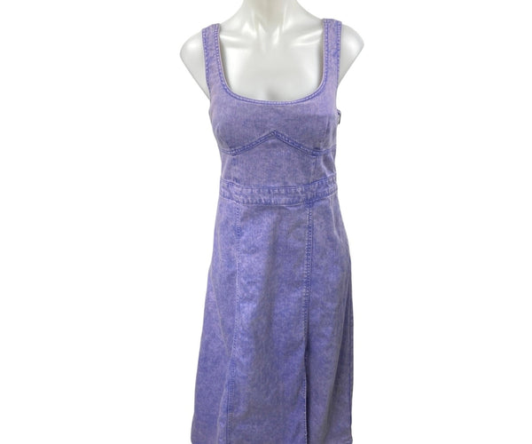 Future Collective Purple Sleeveless Slit Denim Jeans A Line Midi Dress – Brie