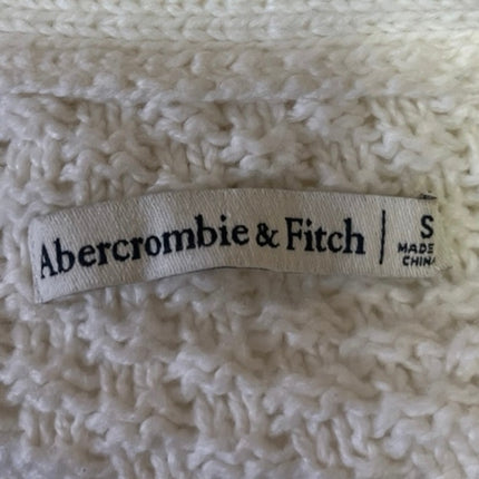 Abercrombie & Fitch White Cable Knit V-Neck Puff Sleeve Cardigan Sweater Top S