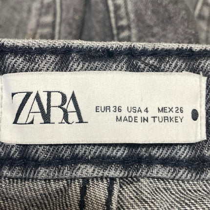 Zara Womens Black Washed Distressed High Rise Raw Hem Cutoff Denim Jean Shorts 4