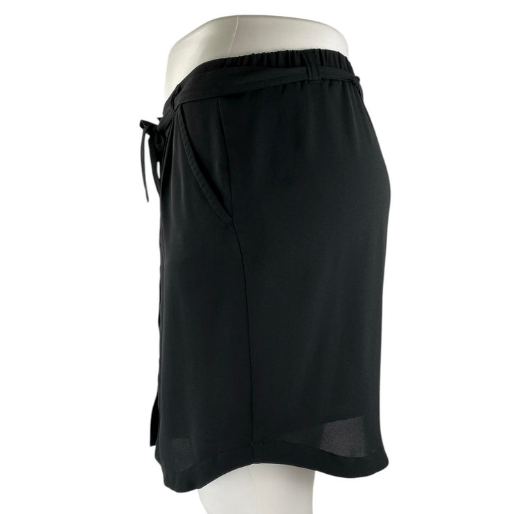 Ann Taylor LOFT Women's Black Tie Waist Button Front Mini Pencil Skirt Size L