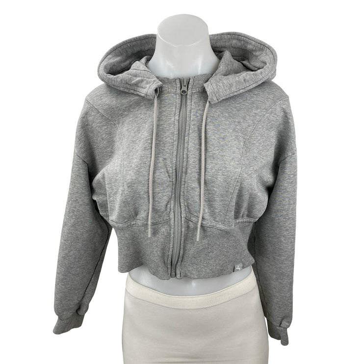 JoyLab Women's Gray Long Sleeve Full Zip Crop Sweater Hoodie Sweatshirt Top Sz M
