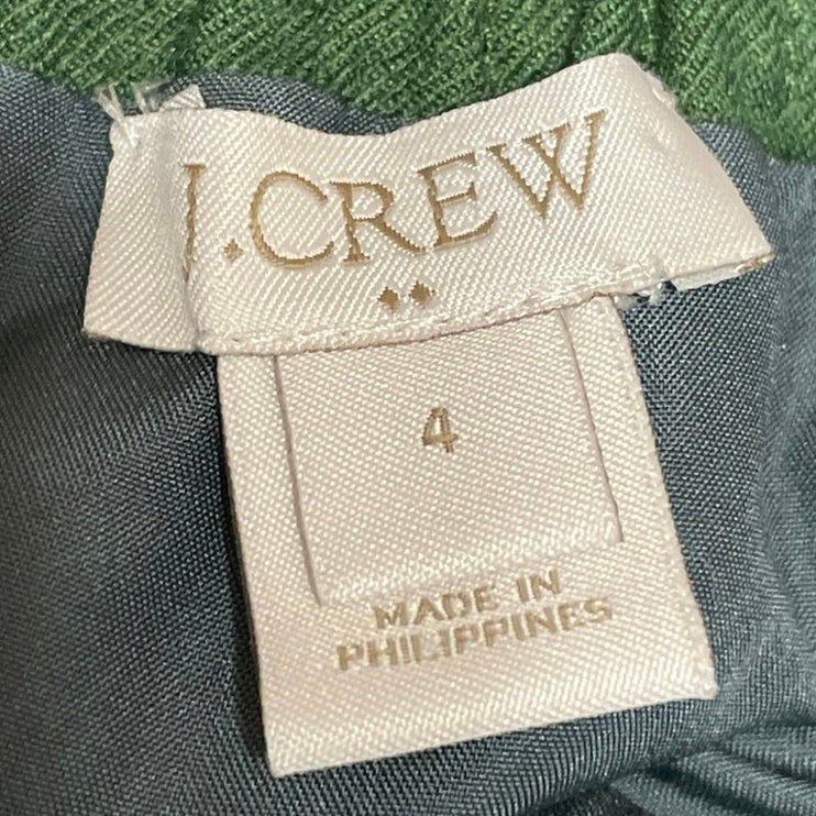 J.Crew Women's Green Wool High Waisted Plated Mini Straight Pencil Skirt Size 4