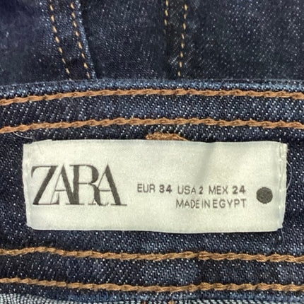 Zara Women's Blue High Waisted Welt Pocket Ankle Wide Leg Denim Jeans Size 2