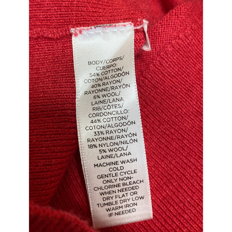 Ann Taylor LOFT Women's Red Wool Long Sleeve Scoop Neck Knit Sweater Top Size M