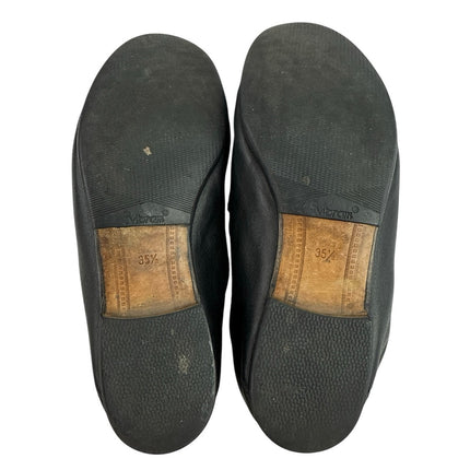 Gucci Women's Black Leather Horsebit Accent Slip On Loafers Flats 35 1/2 US 4.5