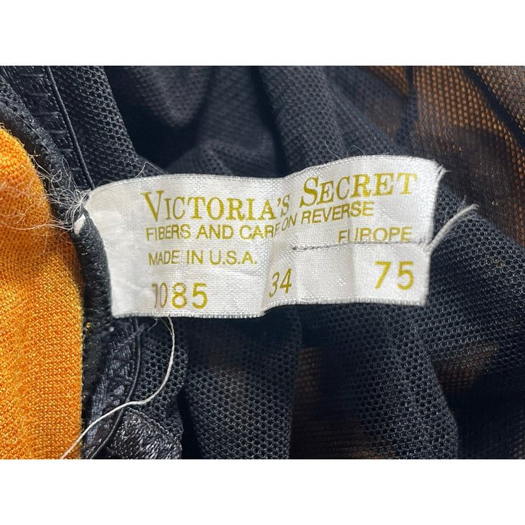 Vintage Victoria's Secret Gold Label Floral Velvet Mesh Teddy Bodysuit Top Sz 34