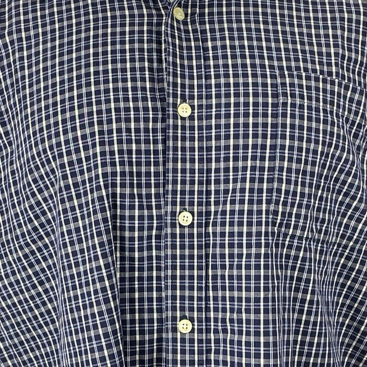 Salute Oleg Cassini Men's Blue Plaid Long Sleeve Button Down Shirt Top Size L