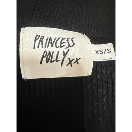 Princess Polly Lucia Black Ribbed Knit Cut Out Long Sleeve Mini Bodycon Dress XS