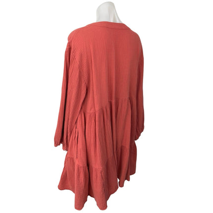 Madewell Lightspun Colette Orange Balloon Long Sleeve Tiered Swing Mini Dress 14