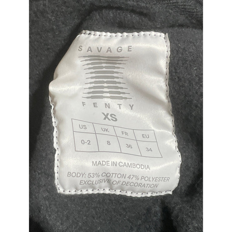 Savage X Fenty Women's Black Long Sleeve Crop Sweater Hoodie Sweatshirt Top 0-2