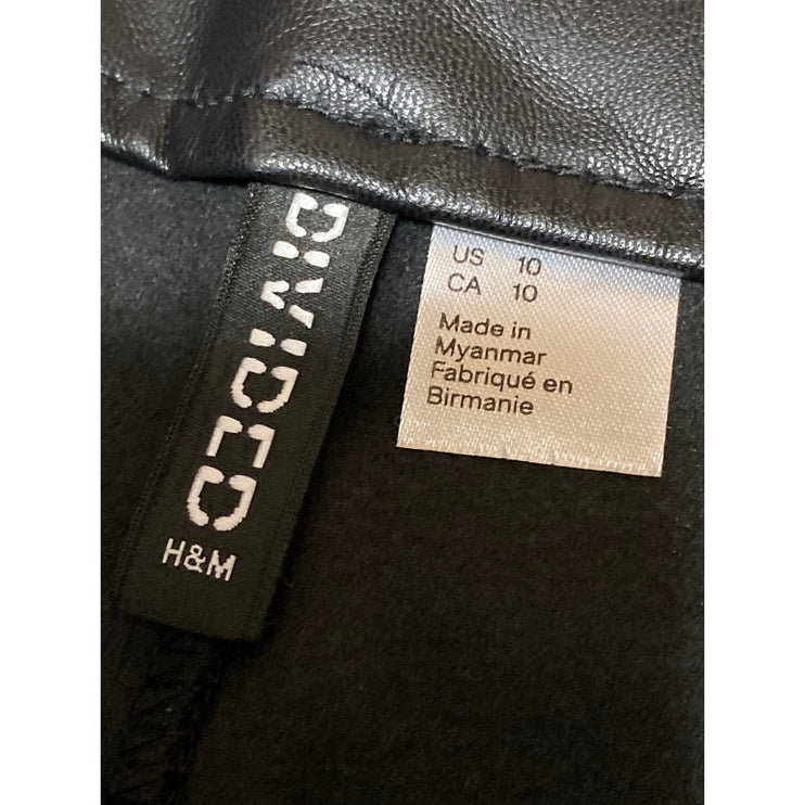 H&M Divided Womens Black Faux Leather Vegan High Rise Casual Mini Shorts Size 10