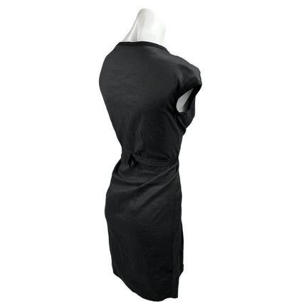 She’s So $513 Black Made In Italy Italian Designer Luxe Tie Cap Sleeve Dress 6