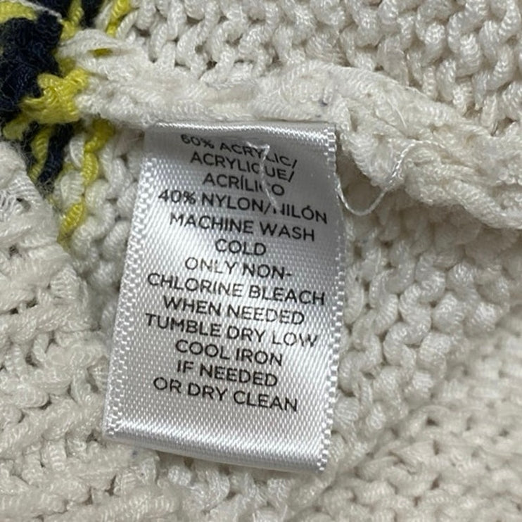 Ann Taylor LOFT Women White Black Striped Long Sleeve Knit Sweater Top Size XS