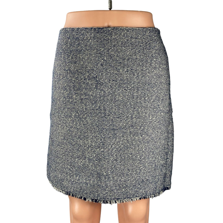 Banana Republic Blue Tweed High Waist Zip Pencil Straight Mini Skirt Size 4