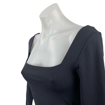 Aritzia Babaton Contour Women's Black Square Neck Long Sleeve Bodysuit Top Sz M
