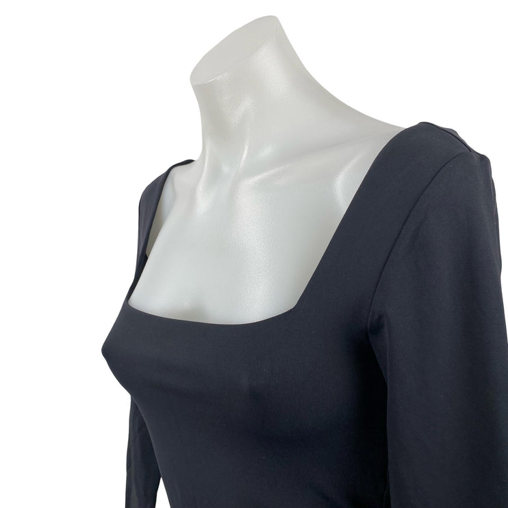 Aritzia Babaton Contour Women's Black Square Neck Long Sleeve Bodysuit Top Sz M