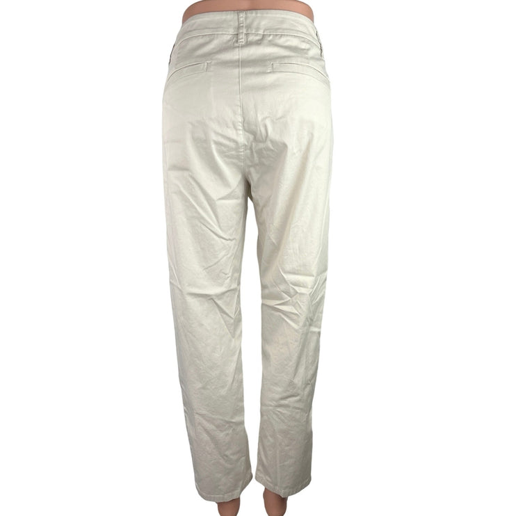 J. Crew White High Rise Flat Front Ankle Slim Boyfriend Chino Dress Pants Sz 29