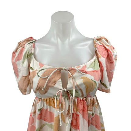 Abercrombie & Fitch Multicolor Floral Short Puff Sleeve Fit & Flare Mini Dress S