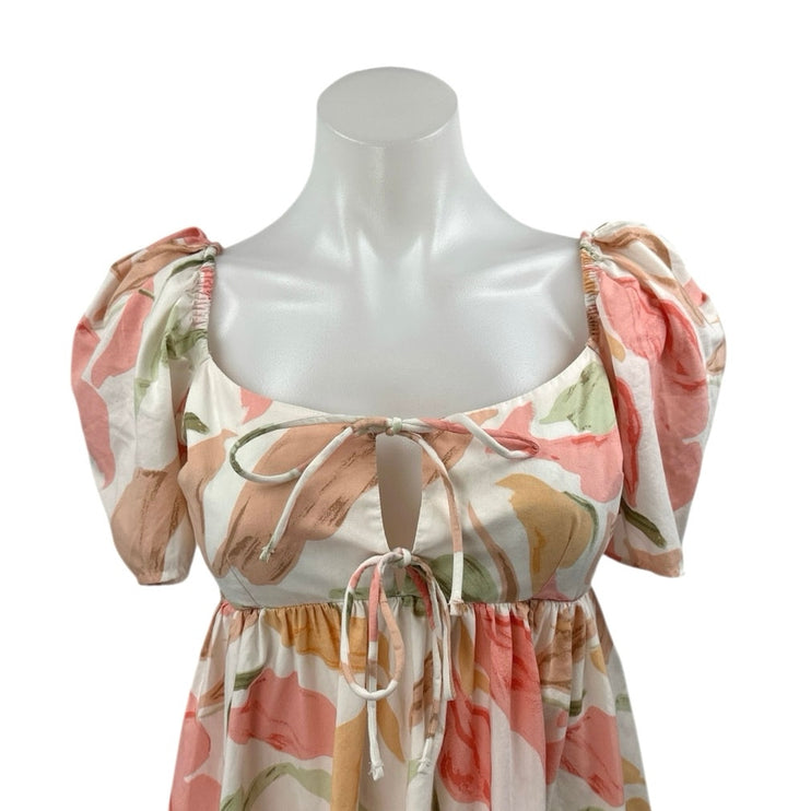 Abercrombie & Fitch Multicolor Floral Short Puff Sleeve Fit & Flare Mini Dress S