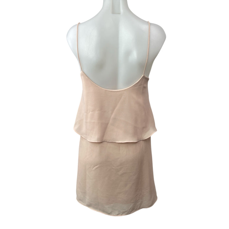 Mango MNG Beige Layered Sleeveless V Neck Cami Camisole Mini Shift Dress Size S