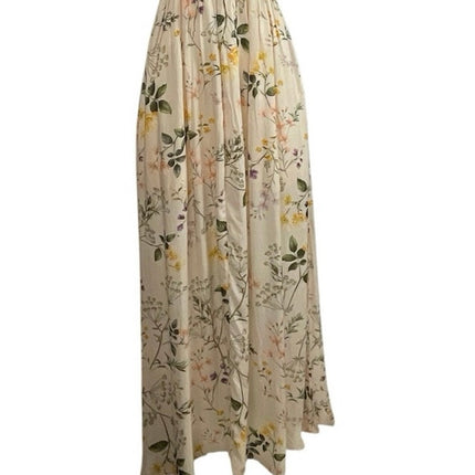 NEW Olivaceous Floral V Neck Smocked Sleeveless Maxi Tank Flare A-Line Dress S